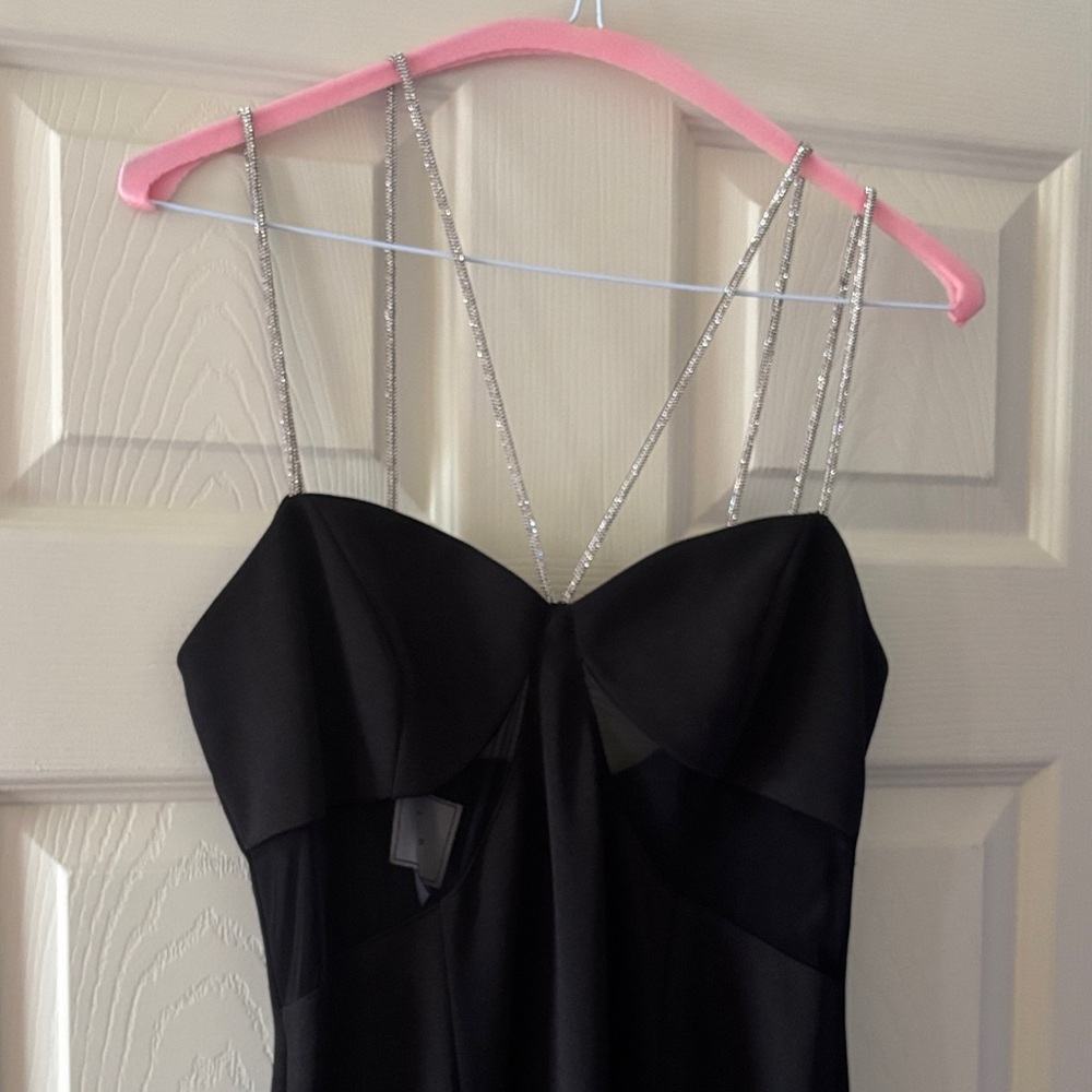 Elegant Black Maxi Dress with Strappy Details